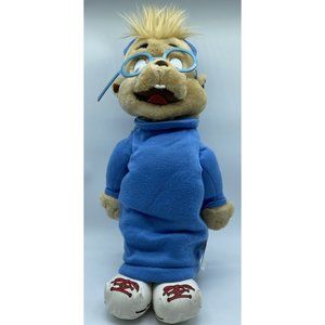 The Chipmunks Simon Plush Stuffed Animal Toy Blue Shirt Glasses Vintage 17”